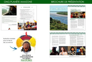 brochure de présentation de l’ONG « Planète Amazone » réalisée pour la COP21 (Paris 2015)