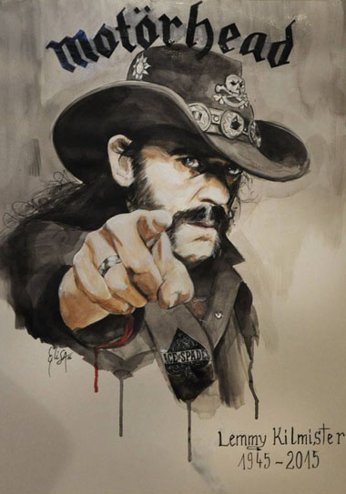 Lemmy Kilmister (Motorhead) Aquarelle sur papier. Vendu.