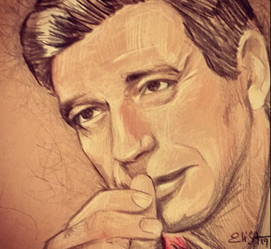 Yves Montand. Crayon sur papier teinté. - Dispo : S’il vous interesse : contact@elisalewis.net