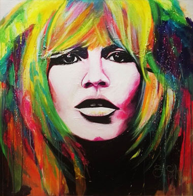 Initials B.B. Acrylique sur toile grand format (100x100 cm). Dispo, s’il vous interesse : contact@elisalewis.net