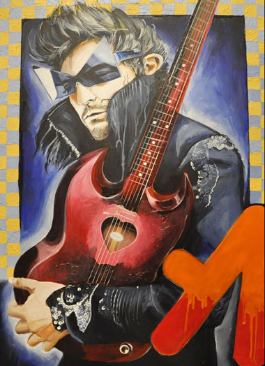 Mathieu Chedid. Acrylique + collages sur toile. Dispo, s’il vous interesse : contact@elisalewis.net