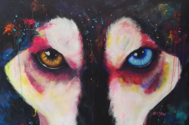 Le regard du loup. Acrylique sur carton. Vendu.