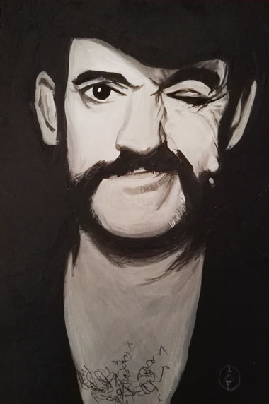 Lemmy Kilmister (Motorhead) - Commande - Acrylique sur carton.